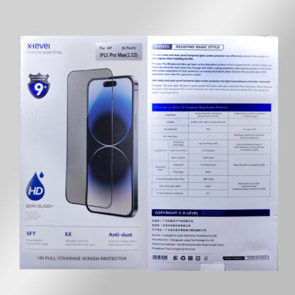 X-level 2.5D HD+ Full Skin Glass For iPhone 15 Pro Max (6.7 Inch) Tempered Glass Screen Protector