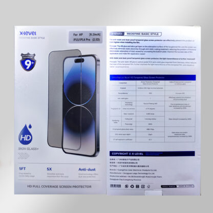 X-level 2.5D HD+ Full Skin Glass For iPhone 15 & iPhone 14 Pro (6.1 Inch) Tempered Glass Screen Protector